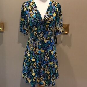 Donna Morgan Puff Sleeve Print Dress